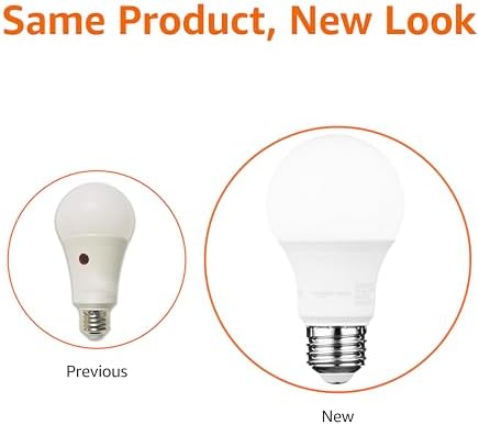 Amazon Basics A19 Dusk to Dawn Sensor LED Outdoor Light Bulb, 60W Equivalent, Energy-Efficient 9W, Soft White 2700K, E26 Base, 10,000 Hours, 6 Count (Pack of 1)