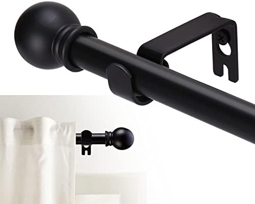 Curtain Rods for windows 28-78 inch, 5/8 inch Decorative Matte Black Splicing Heavy Duty Metal Curtain Rod set with Brackets