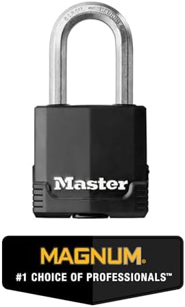 Master Lock Black Outdoor Key Lock, Heavy Duty Weather Resistant Padlock with Cover, Keyed Alike Padlocks for Outdoor Use, 4 Pack, M115XQLF