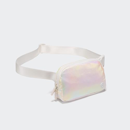 Pander Two Way Zipper Fanny Pack Nylon Everywhere Belt Bag for Women, Water Repellent Waist Packs, Crossbody Bags with Adjustable Strap(Iridescent).