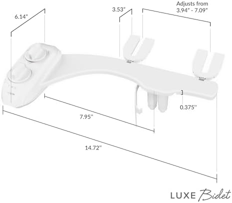 LUXE Bidet NEO 185 Plus - Patented Bidet Attachment for Toilet Seat, Innovative Hinges to Clean, Slide-in Easy Install, Advanced 360° Self-Clean, Dual Nozzles, Feminine & Rear Wash (White)