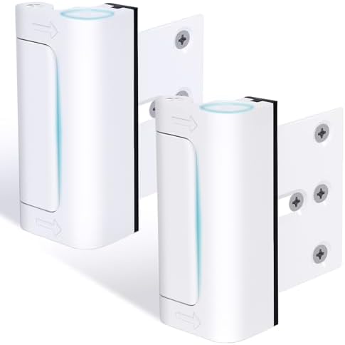 2 Pack AceMining Door Reinforcement Lock Withstands 800lbs of Force - White Extra Child Proof Door Lock with 8 Screws Prevents Unauthorized Entry,Add a Door Security Lock for Home Safety & Privacy