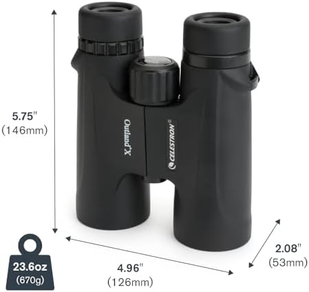 Celestron - Outland X 8x42 Binoculars – Ideal for Birding and Outdoors – 42mm Objective Lenses – Wide 7° Field of View – BaK-4 Prisms – Multi-Coated – Waterproof and Fogproof