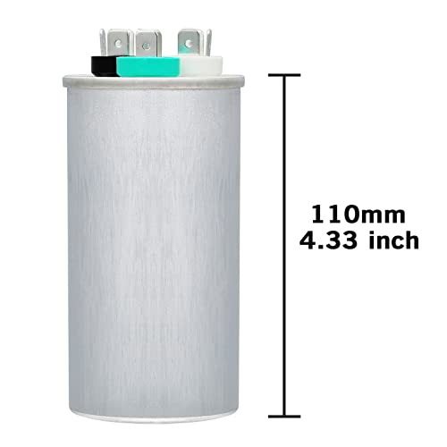 70/10 uF 70+10 MFD 370VAC or 440VAC Dual Run Start Round A/C Capacitor CBB65 CBB65B Air Conditioner Capacitors for AC Unit Fan Motor Start or Heat Pump or Condenser Straight Cool