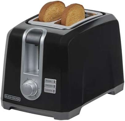 BLACK+DECKER 2-Slice Toaster, T2569B, Extra Wide Slots, 6 Shade Settings, 850 Watts, Crumb Tray, Cancel Button