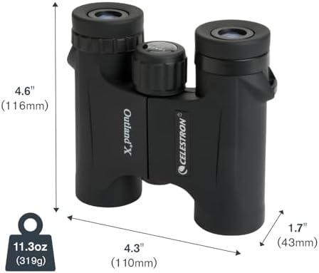 Celestron - Outland X 10x25 Binoculars – Ideal for Birding and Outdoors – 25mm Objective Lenses – 6.2° Field of View – BaK-4 Prisms – Multi-Coated – Waterproof and Fogproof