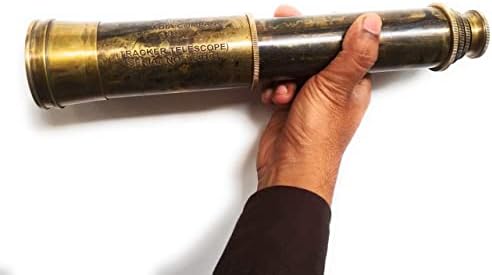 Rare Brass Telescope Spyglass - East India Company 1818 Tracker Vintage Pirate Spyglass Scope Antique 32" Large Handstitched Leather Gift Box (BT-EIC-32)