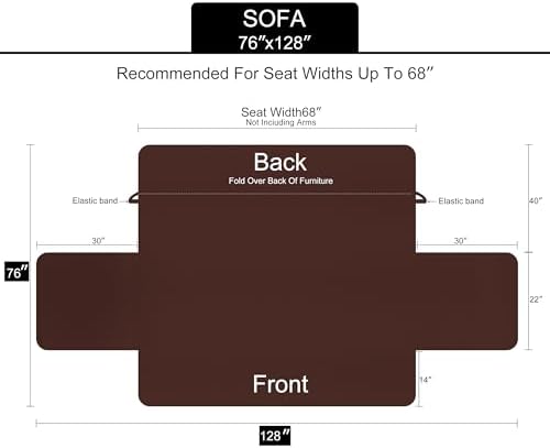 U-NICE HOME Reversible Sofa Cover Couch Cover for Dogs with Elastic Straps Water Repellent Furniture Protector for Pets Couch Cover for 3 Cushion Couch (Sofa, Coffee/Beige)