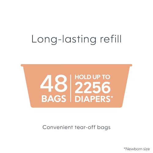 Diaper Genie Platinum Pail (Lilly White) is Made of Durable Stainless Steel and Includes 1 Easy Roll Refill with 18 Bags That can Last up to 5 Months.