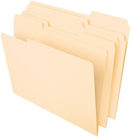 Brady Authentic (M21-750-595-WT) All-Weather Vinyl Label for Indoor/Outdoor ID & Pendaflex File Folders, Letter Size, 8-1/2" x 11", Classic Manila, 1/3-Cut Tabs in Left, Right