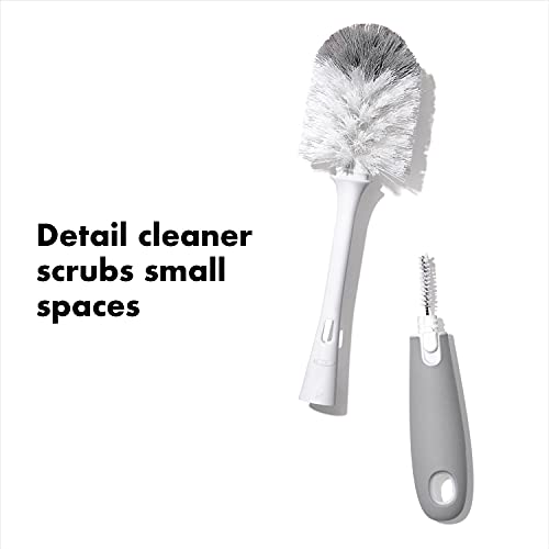 OXO Tot Bottle Brush with Nipple Cleaner and Stand – Gray, 2-Pack