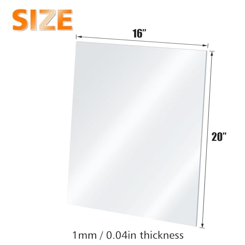Egofine Plexiglass Sheets Acrylic Sheets 12 Pack of 16x20’’ 0.04 Thick Clear Plastic Cast Transparent Plexi Glass for Crafting Projects, Replacement Picture Frame Glass, DIY Display, Easy to Cut