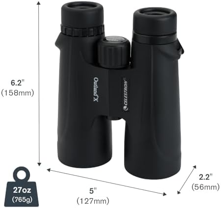 Celestron – Outland X 10x50 Binoculars – Waterproof & Fogproof – Binoculars for Adults – Multi-Coated Optics and BaK-4 Prisms – Protective Rubber Armoring, Black