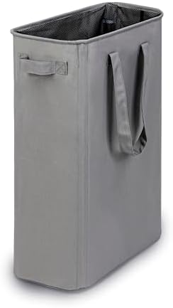 efluky Slim Laundry Basket, Narrow Laundry Hamper with Handles, Collapsible Dirty Clothes Hamper, Tall Laundry Bin for Laundry Room, Dorm and Bedroom, 12.7 Gallons(48L) Grey