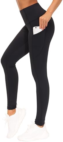 THE GYM PEOPLE Thick High Waist Yoga Pants with Pockets, Tummy Control Workout Running Yoga Leggings for Women