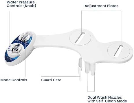 LUXE Bidet NEO 185 - Self-Cleaning, Dual Nozzle, Non-Electric Bidet Attachment for Toilet Seat, Adjustable Water Pressure, Rear and Feminine Wash (Blue)