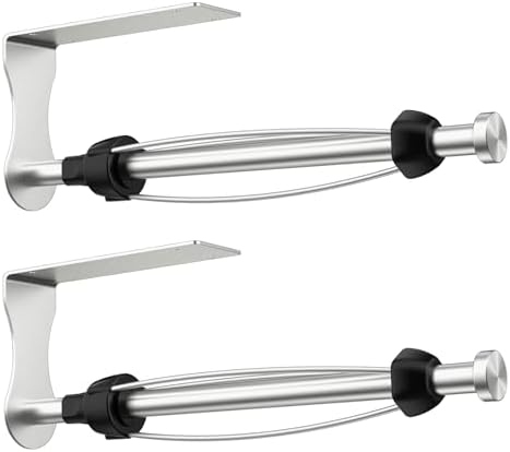 SetSail Paper Towel Holder, 2 Packs Single Hand Operable Paper Towel Holder Under Cabinet with Adjustable Damper Easy Tear Wall Mount Self-Adhesive or Drilled for Kitchen Bathroom, Silver