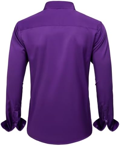 J.VER Men's Dress Shirts Solid Long Sleeve Stretch Wrinkle-Free Formal Shirt Business Casual Button Down Shirts