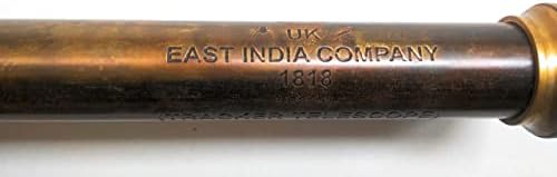 Rare Brass Telescope Spyglass - East India Company 1818 Tracker Vintage Pirate Spyglass Scope Antique 32" Large Handstitched Leather Gift Box (BT-EIC-32)