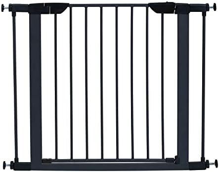 MidWest Homes for Pets 29-Inch High Walk-Thru Pressure Mounted Steel Dog Gate, Expands to 38 Inches Wide, Includes 3-inch Extensions, Textured Graphite