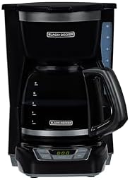 BLACK+DECKER 12-Cup Digital Coffee Maker, Programmable, Washable Basket Filter, Sneak-A-Cup, Auto Brew, Water Window, Keep Hot Plate, Black