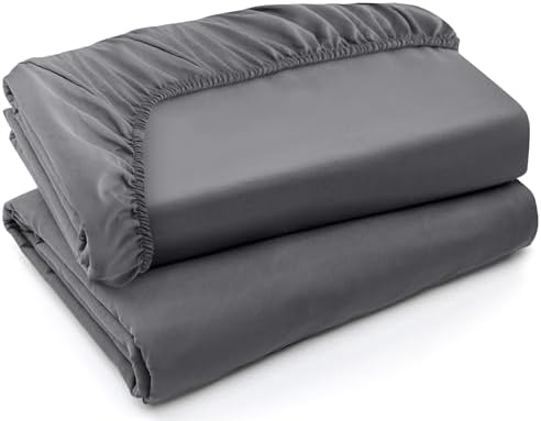 Utopia Bedding Twin XL Fitted Sheets - Bulk Pack of 2 Bottom Sheets - Soft Brushed Microfiber - Deep Pockets - Shrinkage & Fade Resistant - Easy Care (Twin XL, Grey)