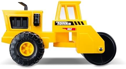 Tonka Steel Classics - Steam Roller - Made with Steel, Yellow Toy Truck, Boys and Girls, Toddlers Ages 3+, Big Construction Truck, Birthday Gift, Holiday, Ages 4+