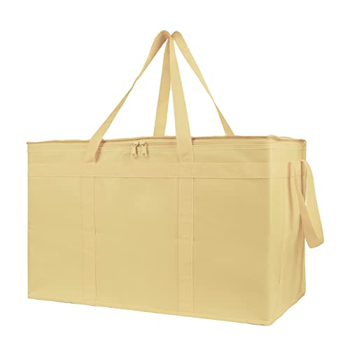 Bodaon 2-Pack Insulated Pizza Delivery Bags, XXX-Large Commercial Food Delivery Insulation Bag for Hot/Cold Food, Large Capacity Reusable Warming Bag, Beige