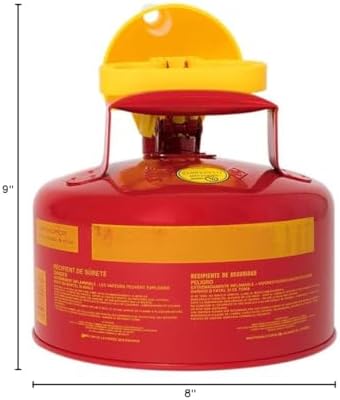Eagle 1 Gallon Type I Red Safety Gas Can for Gasoline with Flame Arrester, Self-Closing Lid, and F-15 Funnel, Made in the USA, Galvanized Steel Flammable Storage Can, UI10FS