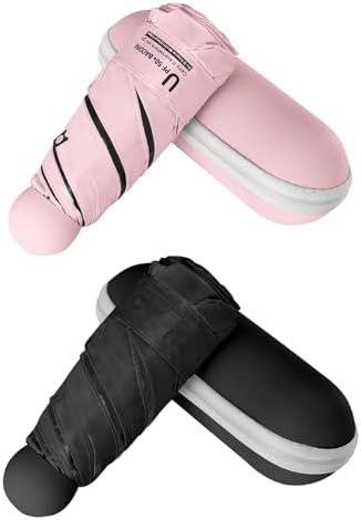 BAODINI Travel Mini Umbrella for Purse With Case Small Compact UV Sun Protection Sun Lightweight Tiny Pocket Umbrella for Women Girls and Men