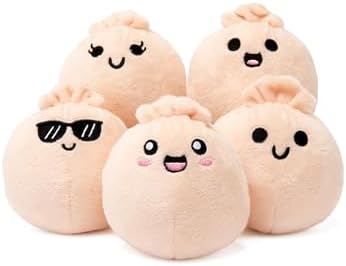 Emotional Support Dumplings by Relatable, Cuddly Stuffed Animals and Toys, Squishy Toys and Plushies, Great Gift Ideas for Loved Ones of All Ages, Includes 5 Plushies with Carrying Basket