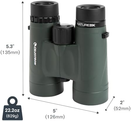 Celestron - Nature DX 10x42 Binoculars – Ideal for Birding and Outdoors – 42mm Objective Lenses – 5.8° Field of View – BaK-4 Prisms – Fully Multi-Coated – Waterproof and Fogproof