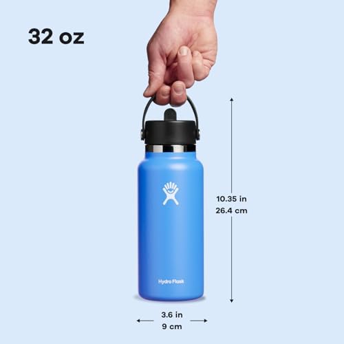 Hydro Flask 32 Oz Wide Flex Straw Cap Bottle - Insulated Stainless Steel - Wide Straw Lid, Non Spill, Leakproof in Cascade