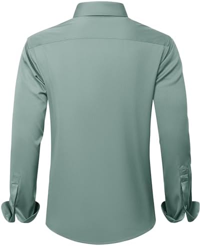 J.VER Men's Dress Shirts Solid Long Sleeve Stretch Wrinkle-Free Formal Shirt Business Casual Button Down Shirts