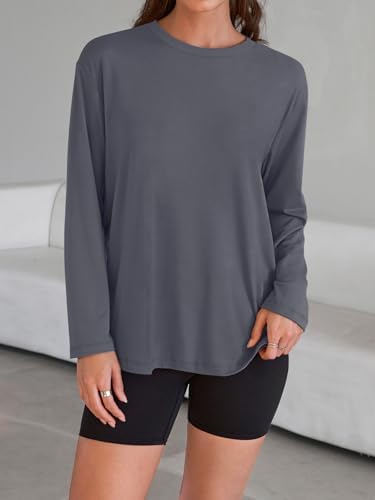 Trendy Queen Womens Oversized Long Sleeve T Shirts 2025 Basic Crewneck Tee Fall Tops Casual Workout Y2K Clothes