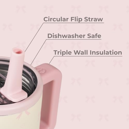 HydroJug Kids - 20 oz Insulated Kids Water Bottle with Flip Straw & Handle | Leak-Proof & Durable | Perfect for School, Sports, Lunch, Travel & Camp, Bows