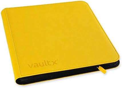 Vault X 12 XL Pocket Trading Card Zip Binder - 624 cards, Premium Exo-Tec Album Material, 26 Side-Loading Pages, Folder for Collectible Card Games, Sports, TCG (Yellow)