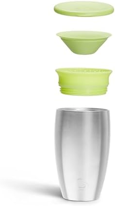Munchkin Stainless Steel Sippy Cups for Toddlers 1-3, Spill Proof Miracle 360 Cup, Insulated, 10 Ounce, Green