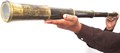Rare Brass Telescope Spyglass - East India Company 1818 Tracker Vintage Pirate Spyglass Scope Antique 32" Large Handstitched Leather Gift Box (BT-EIC-32)