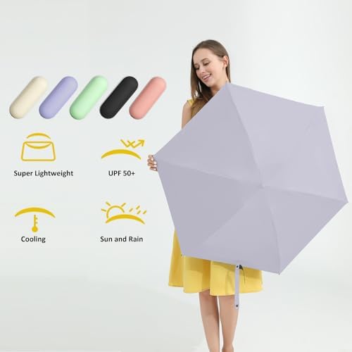 BAODINI Travel Mini Umbrella for Purse With Case Small Compact UV Sun Protection Sun Lightweight Tiny Pocket Umbrella for Women Kids and Men