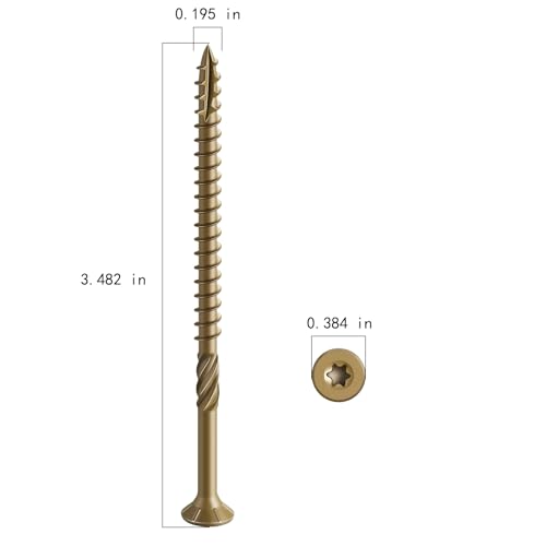 #10 * 3-1/2" Deck Screws, (883pcs) 15 lbs.Exterior Wood Screws, Rust Resistant epoxy Coated, Bronze, T25 Star Bit