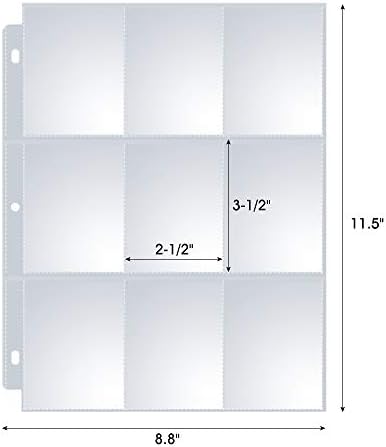 120 Pack 9 Pocket Page Protectors, Sooez Trading Card Sleeves for 3 Ring Binder, Baseball Cards Holder, Protective Pages Sheets for Binders Album, Fit for YuGiOh, MTG, Game, Business & Sports Cards