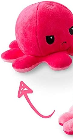 TeeTurtle - The Original Reversible Octopus Plushie - Light Pink + Dark Pink - Cute Sensory Fidget Stuffed Animals That Show Your Mood