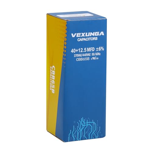 40/12.5 uF 40+12.5 MFD 370VAC or 440VAC Dual Run Start Round A/C Capacitor CBB65 Air Conditioner Capacitors for AC Unit Fan Motor Start or Heat Pump or Condenser Straight Cool