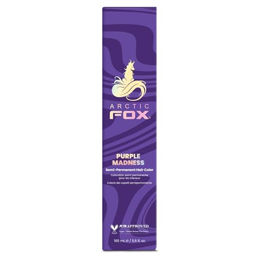 Arctic Fox Semi-Permanent Hair Dye, Vegan & Cruelty-Free, Vibrant Purple Madness, Ammonia-Free, Conditioning Formula, For All Hair Types, DIY Color, 5.6 fl oz