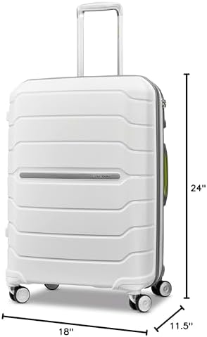 Samsonite Freeform 24-Inch Medium Luggage with Dual 360° Spinner Wheels - Checked Suitcase - TSA Lock, Airline-Approved - Lightweight Durable Polypropylene Expandable Hardshell - White/Grey