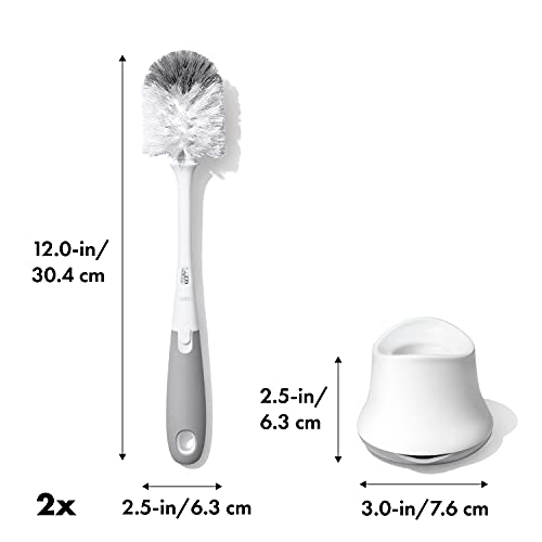 OXO Tot Bottle Brush with Nipple Cleaner and Stand – Gray, 2-Pack