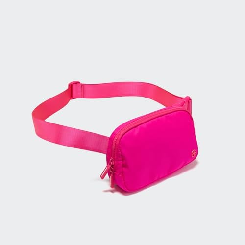 Pander Two Way Zipper Fanny Pack Nylon Everywhere Belt Bag for Women, Water Repellent Waist Packs, Crossbody Bags with Adjustable Strap (Sonic Pink).