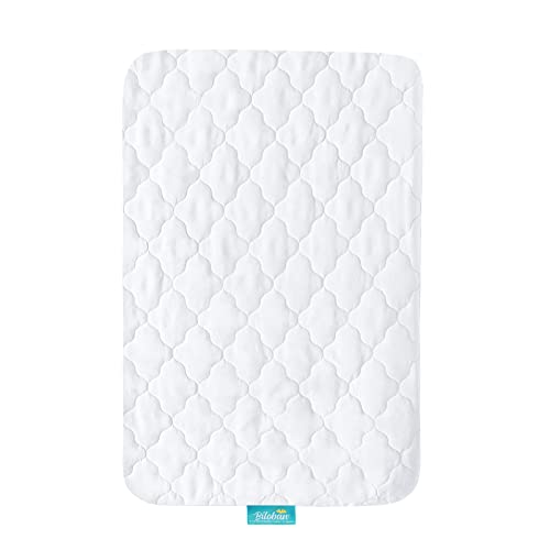 Mini Crib Mattress Protector Sheets Fitted Waterproof Mini Crib Mattress Pad Cover, Noiseless & Machine Wash 100% Absorbent Mattress Protector Sheet Quilted, White, 38" x 24"
