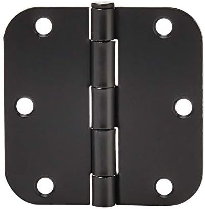 Amazon Basics Sturdy Rounded 5/8 Radius Interior Door Hinges, 3.5" x 3.5", 18 Pack, Matte Black